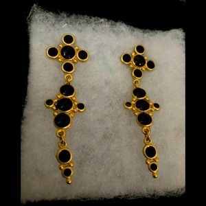 Earrings elegant black & gold statement earrings